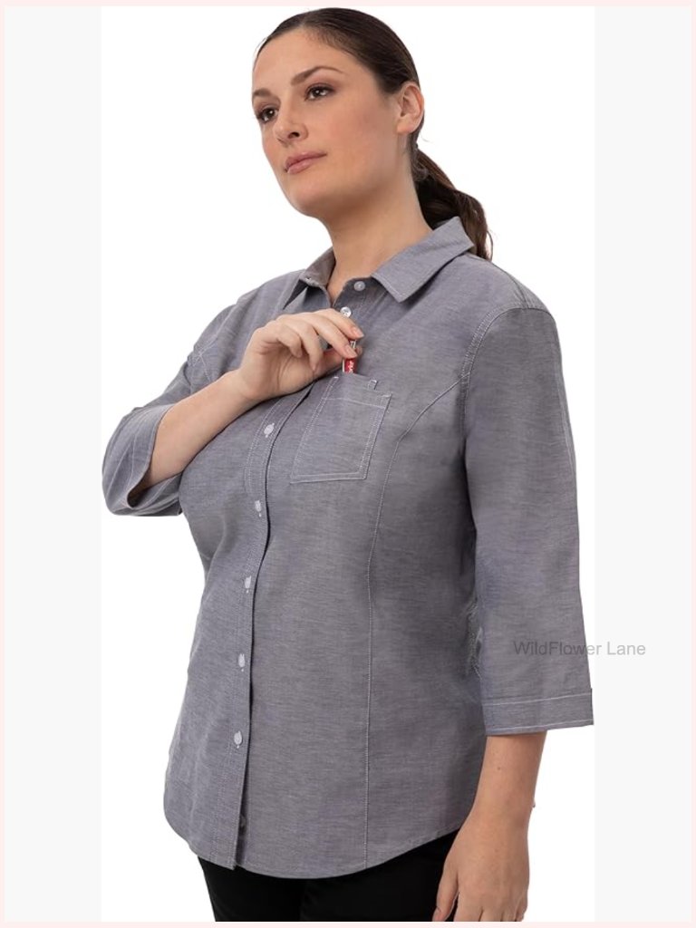Long Sleeve Stretch Button Down Shirt With Adjustable Cuffs